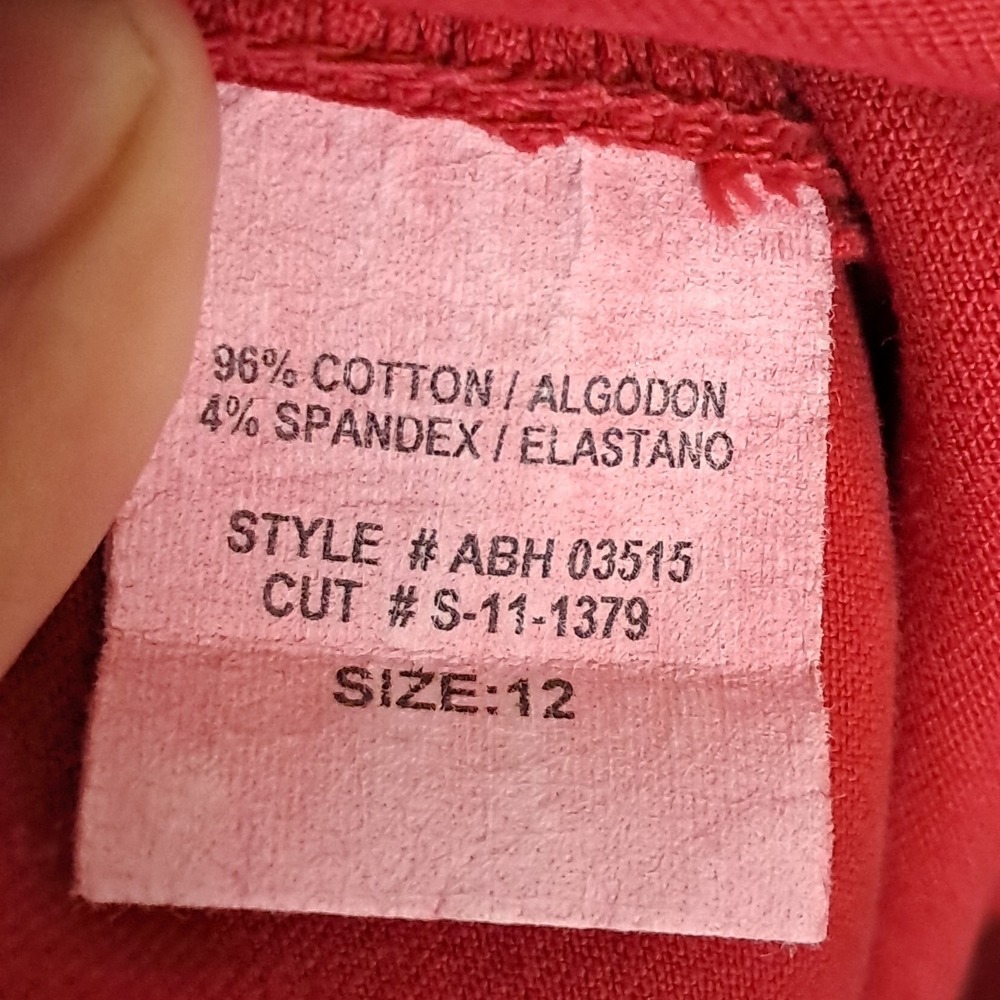Y2K Red Apple Bottom Jeans Low Rise Apple Embroidered No Back Pockets‎ Size 12 - Picture 11 of 14